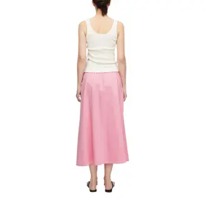 Women's Flared Midi Skirt in Stretch Poplin with Italian Pockets COMMA image-5