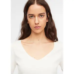 Ribbed Jersey T-shirt with Decorative Trim Women's COMMA image-3