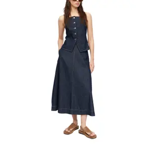 Jupe midi en jean léger coupe en A femme COMMA image-6