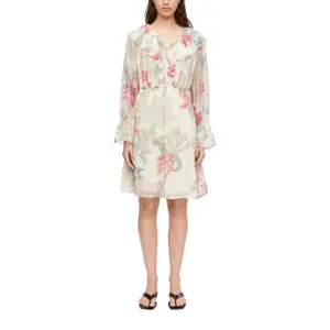 Long Sleeve Ruffle Dress with Textured Print Women's COMMA image-2