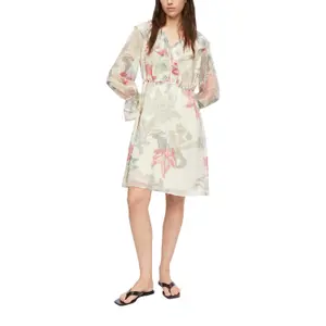 Long Sleeve Ruffle Dress with Textured Print Women's COMMA image-6