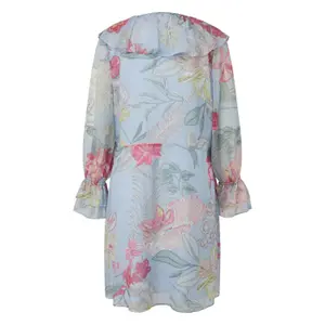 Long Sleeve Ruffle Dress with Textured Print Women's COMMA image-1