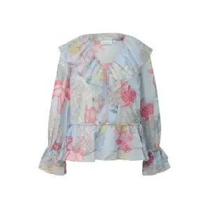 Textured Print Blouse with Ruffle Details Women COMMA image-0