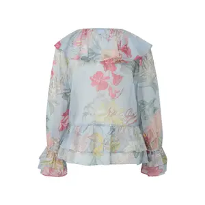 Textured Print Blouse with Ruffle Details Women COMMA image-1