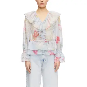 Textured Print Blouse with Ruffle Details Women COMMA image-2