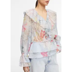 Textured Print Blouse with Ruffle Details Women COMMA image-3