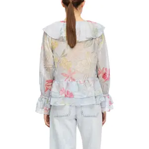 Textured Print Blouse with Ruffle Details Women COMMA image-5