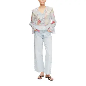 Textured Print Blouse with Ruffle Details Women COMMA image-6