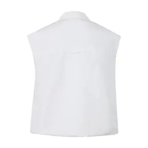 Sleeveless Cotton Blouse with Puff Hem for Women COMMA image-1