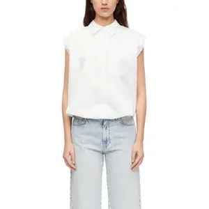Sleeveless Cotton Blouse with Puff Hem for Women COMMA image-2