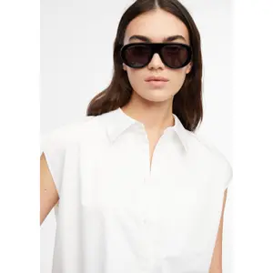 Sleeveless Cotton Blouse with Puff Hem for Women COMMA image-3