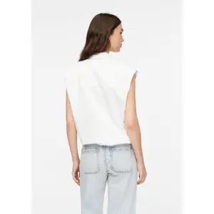 Sleeveless Cotton Blouse with Puff Hem for Women COMMA image-4