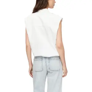 Sleeveless Cotton Blouse with Puff Hem for Women COMMA image-5