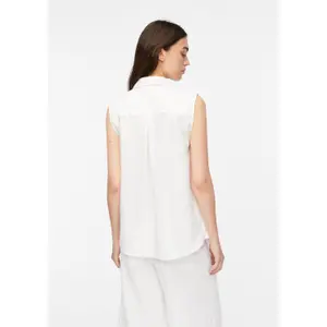 Sleeveless Long Linen Blend Shirt with Chest Pockets Women's COMMA image-4