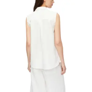 Sleeveless Long Linen Blend Shirt with Chest Pockets Women's COMMA image-5