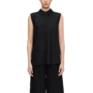 Sleeveless Long Linen Blend Shirt with Chest Pockets Women's COMMA image-2