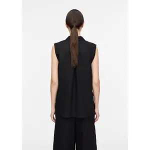 Sleeveless Long Linen Blend Shirt with Chest Pockets Women's COMMA image-4