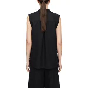 Sleeveless Long Linen Blend Shirt with Chest Pockets Women's COMMA image-5