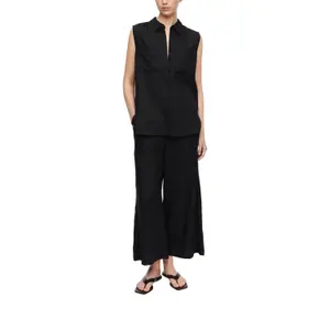 Sleeveless Long Linen Blend Shirt with Chest Pockets Women's COMMA image-6