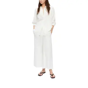 Women's Long Sleeve Buttoned Linen Blend Shirt COMMA image-6