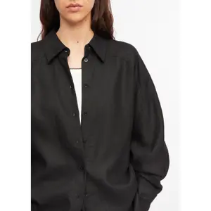 Women's Long Sleeve Buttoned Linen Blend Shirt COMMA image-3