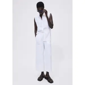 Wide Leg Linen Blend Culottes Trousers for Women COMMA image-6