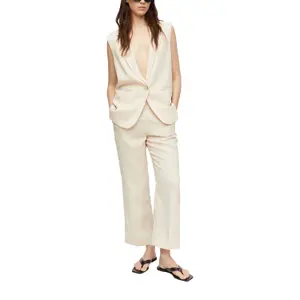 Lightweight Woven Ankle Dress Trousers for Women COMMA image-6