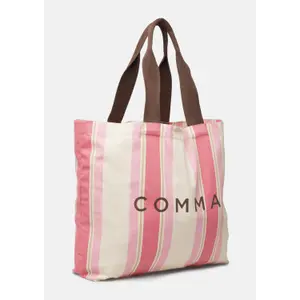 Striped Canvas Tote Bag for Women COMMA image-3