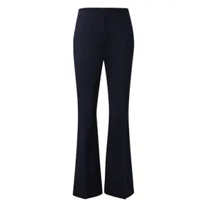 Women's Mid-Rise Flared Jersey Trousers with Hem Slits COMMA image-0