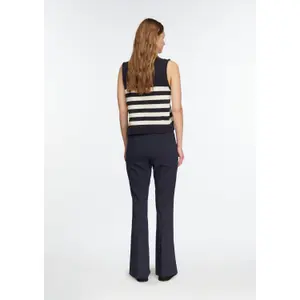 Women's Mid-Rise Flared Jersey Trousers with Hem Slits COMMA image-4