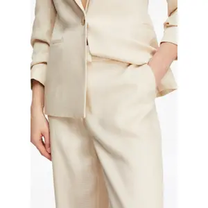Structured Wide-Leg Suit Trousers in Mixed Lyocell for Women COMMA image-3