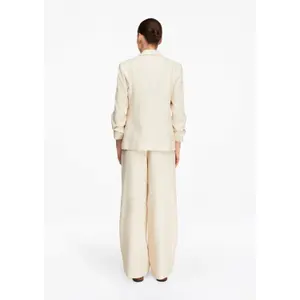 Structured Wide-Leg Suit Trousers in Mixed Lyocell for Women COMMA image-4