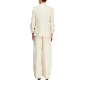 Structured Wide-Leg Suit Trousers in Mixed Lyocell for Women COMMA image-5