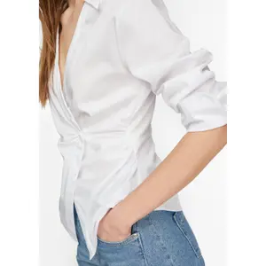 Cotton Satin Shirt with Press Stud Fastening Women COMMA image-3