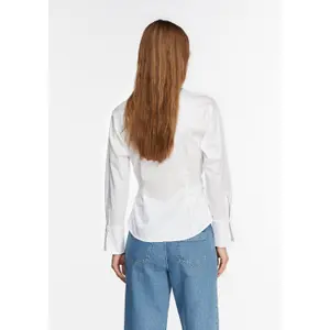 Cotton Satin Shirt with Press Stud Fastening Women COMMA image-4