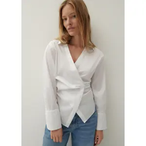 Cotton Satin Shirt with Press Stud Fastening Women COMMA image-6
