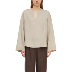 Flattering V-Neck Striped Blouse for Women COMMA image-2