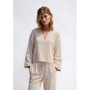 Flattering V-Neck Striped Blouse for Women COMMA image-6