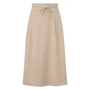 Womens Tie-Waist Flared Midi Skirt in Lyocell Blend COMMA image-0