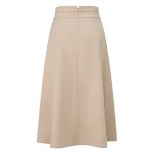 Womens Tie-Waist Flared Midi Skirt in Lyocell Blend COMMA image-1