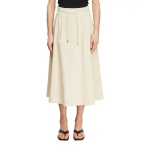 Womens Tie-Waist Flared Midi Skirt in Lyocell Blend COMMA image-2