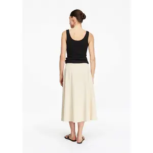 Womens Tie-Waist Flared Midi Skirt in Lyocell Blend COMMA image-4
