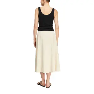 Womens Tie-Waist Flared Midi Skirt in Lyocell Blend COMMA image-5
