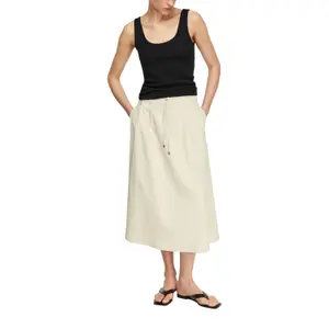 Womens Tie-Waist Flared Midi Skirt in Lyocell Blend COMMA image-6