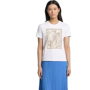 T-shirt με στρογγυλή λαιμόκοψη από ζέρσεϊ με πρωτότυπο σχέδιο γυναικείο COMMA image-0