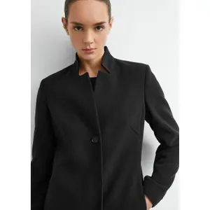 Manteau blazer ajusté en viscose mélangée à col montant femme COMMA image-3