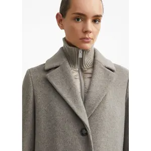 Mid-length H-shape Coat with Removable Lining for Women in Mixed Wool COMMA image-3
