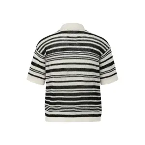 Women's Striped Mesh Polo COMMA image-2