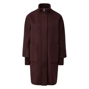 Wool Blend Egg Cut Cape Style Warm Coat for Women COMMA