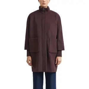 Wool Blend Egg Cut Cape Style Warm Coat for Women COMMA image-2